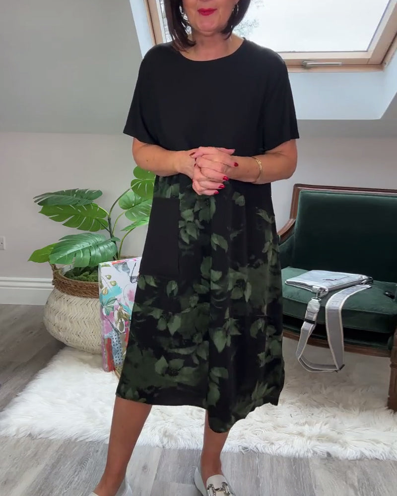 Verena - Lässiges Patchworkkleid mit Blumendruck