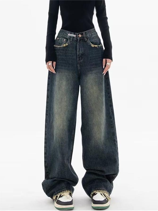 Dunkel Gewaschene Vintage Baggy Boyfriend Jeans