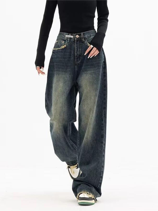 Dunkel Gewaschene Vintage Baggy Boyfriend Jeans