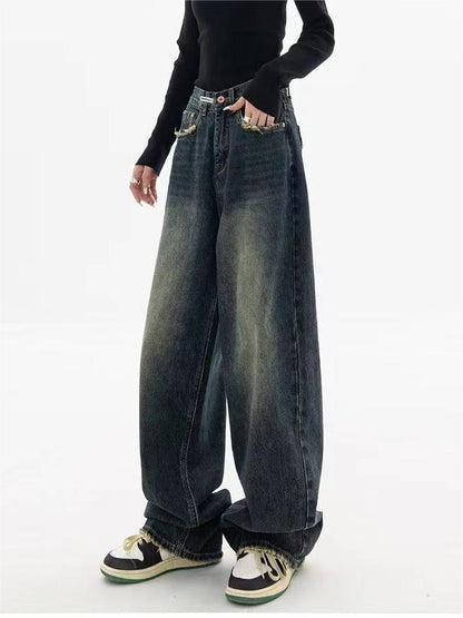 Dunkel Gewaschene Vintage Baggy Boyfriend Jeans