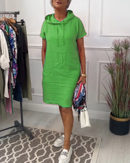 Astrid - Kurzärmliges Freizeitkleid mit Kapuze