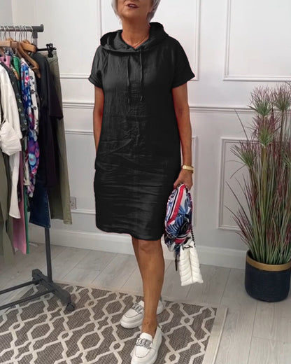 Astrid - Kurzärmliges Freizeitkleid mit Kapuze