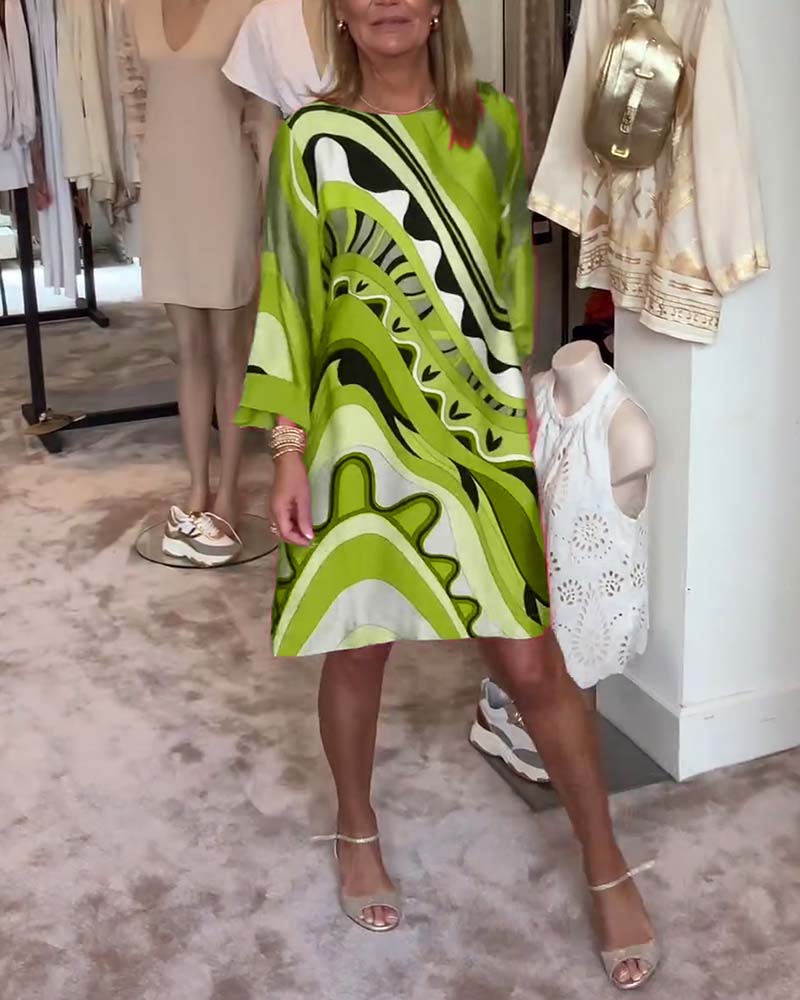 Malena - Stylisches Midikleid mit Rundhalsausschnitt und Print