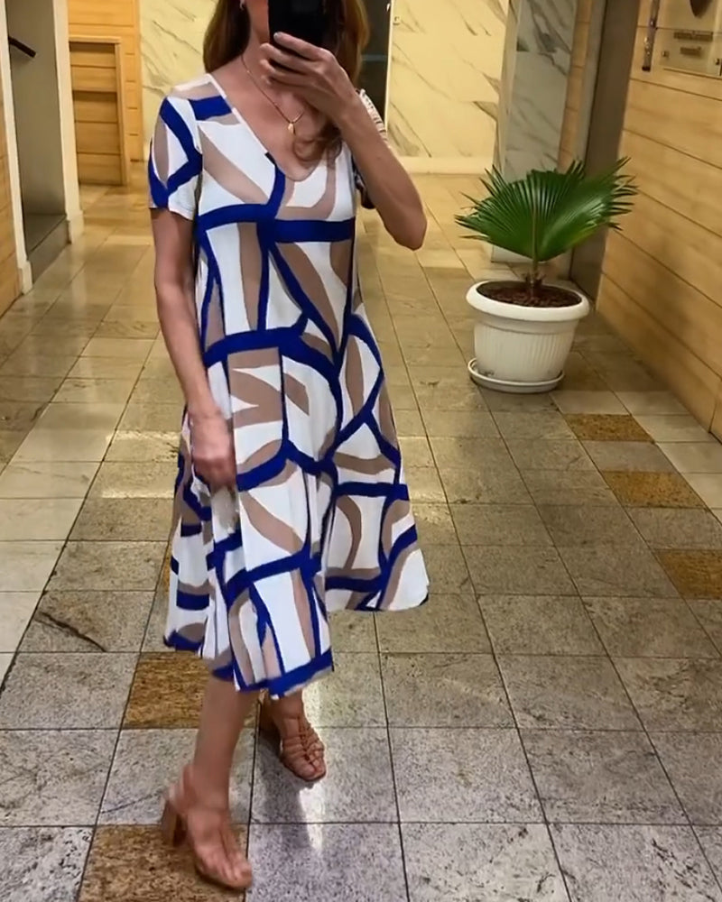 Delia - Elegantes Kleid mit geometrischem Muster