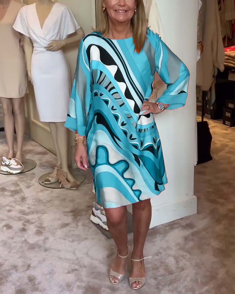 Malena - Stylisches Midikleid mit Rundhalsausschnitt und Print