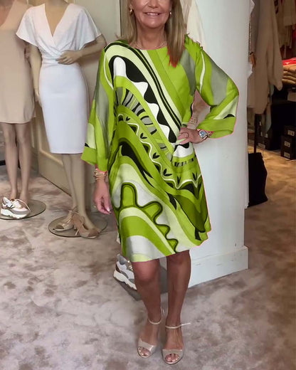 Malena - Stylisches Midikleid mit Rundhalsausschnitt und Print