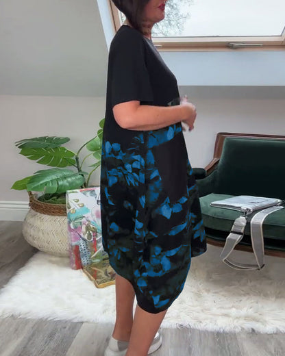 Verena - Lässiges Patchworkkleid mit Blumendruck