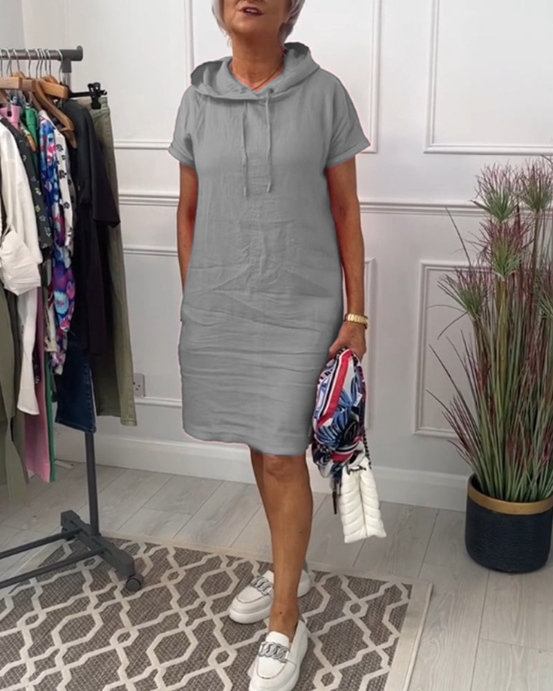 Astrid - Kurzärmliges Freizeitkleid mit Kapuze