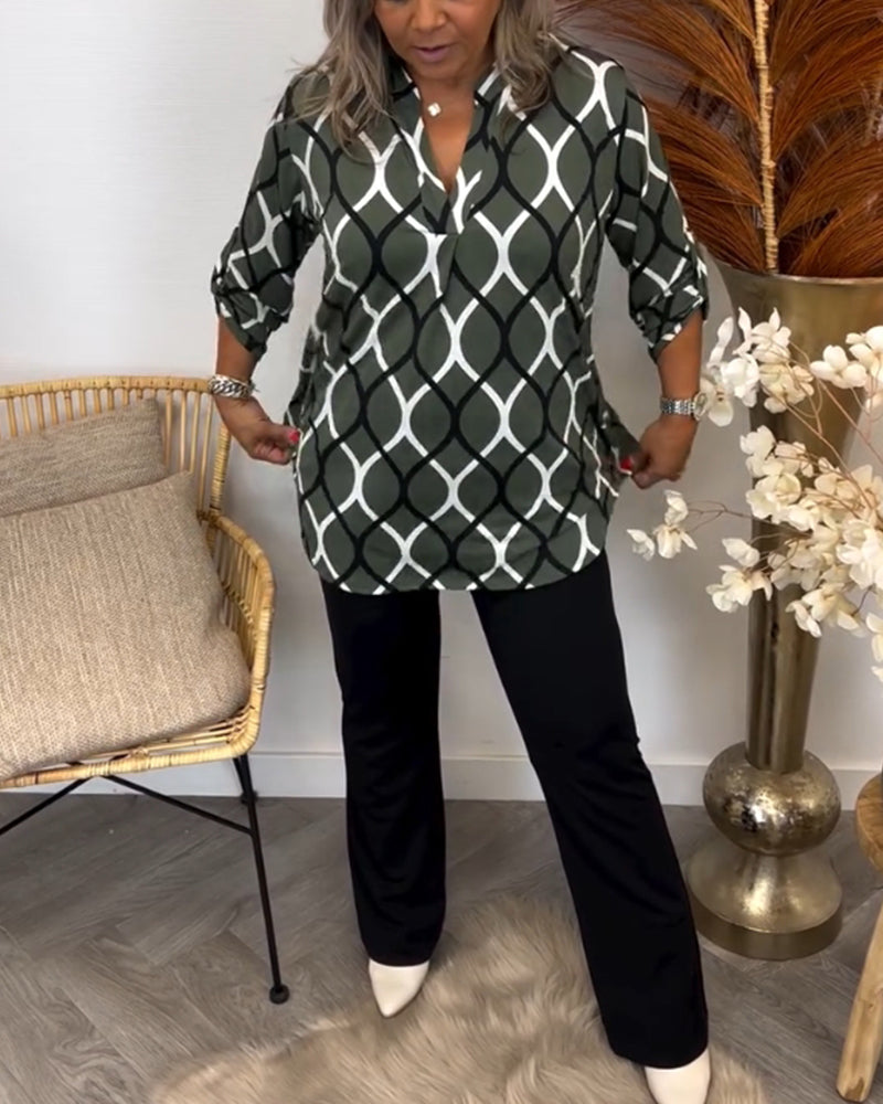 Helene - Lässige Bluse mit langen Ärmeln und bedruckt