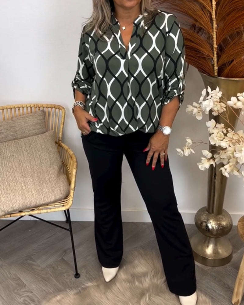 Helene - Lässige Bluse mit langen Ärmeln und bedruckt