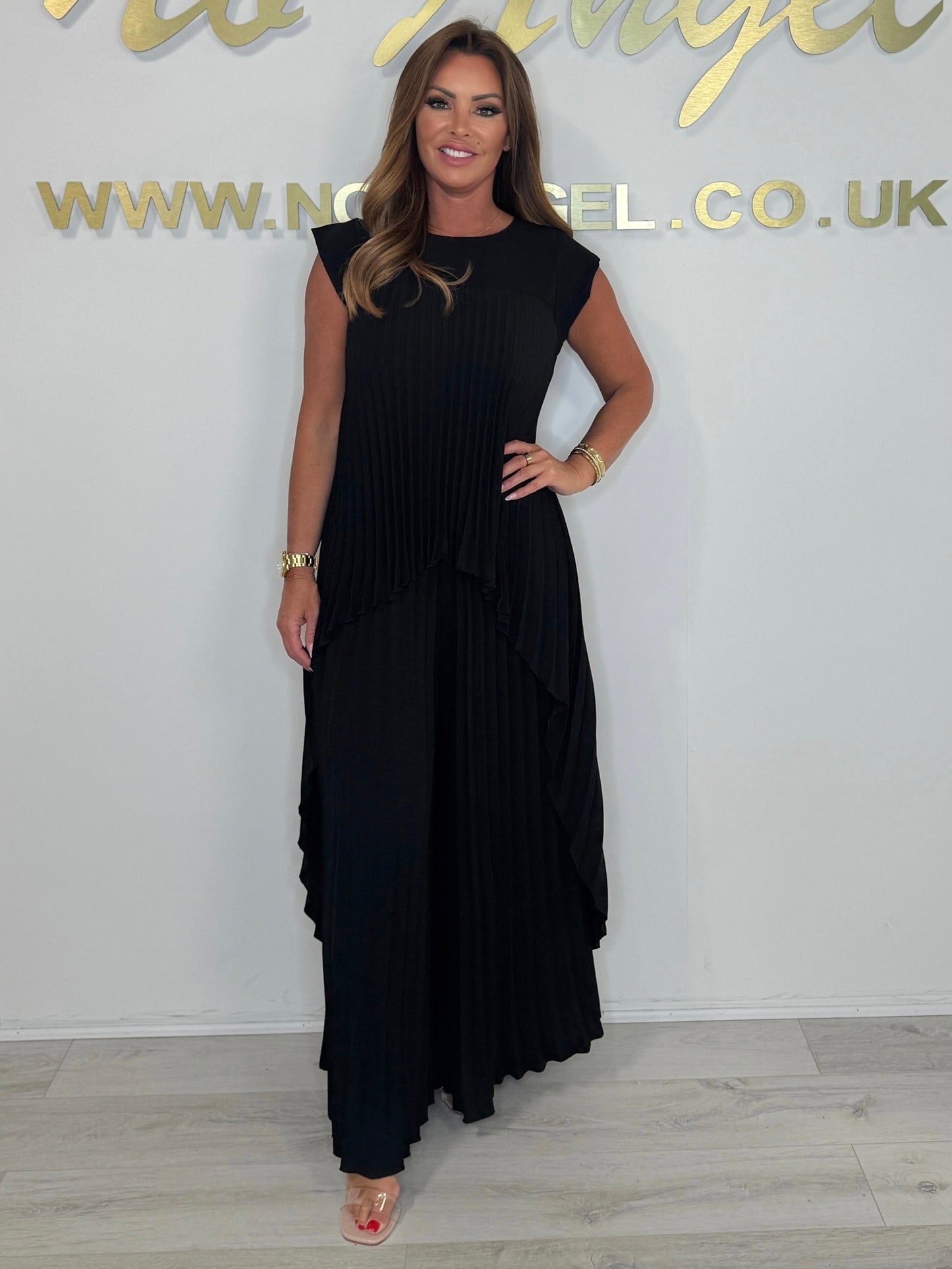 Nolana - Midi-Oberteil und Hose mit weitem Bein und elastischer Taille