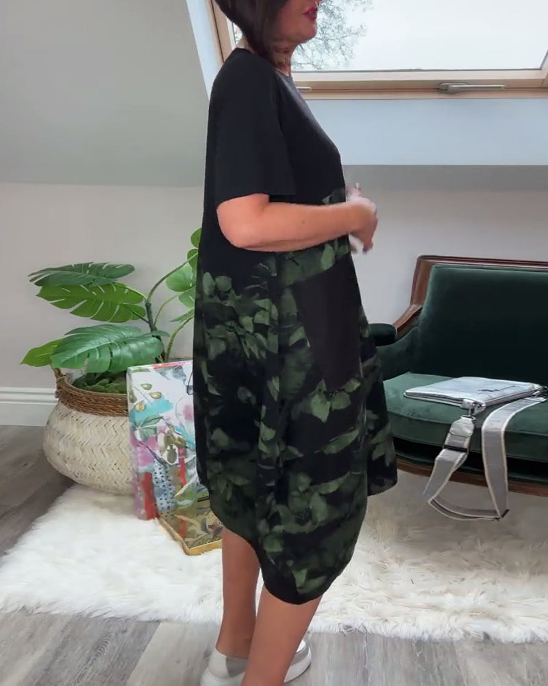 Verena - Lässiges Patchworkkleid mit Blumendruck