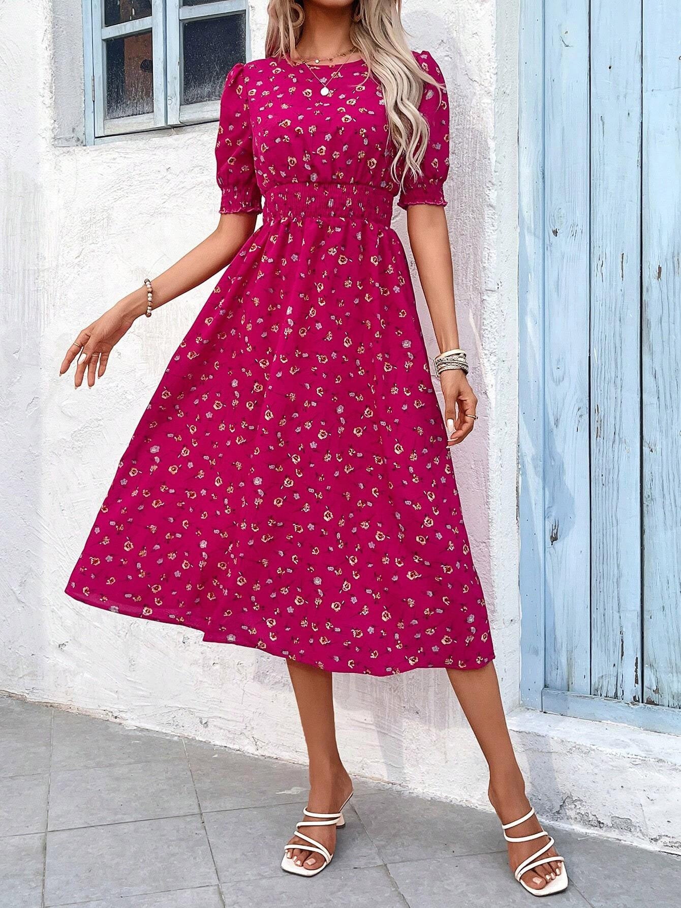 FRIEDHILDE I BLUMEN MIDI-KLEID