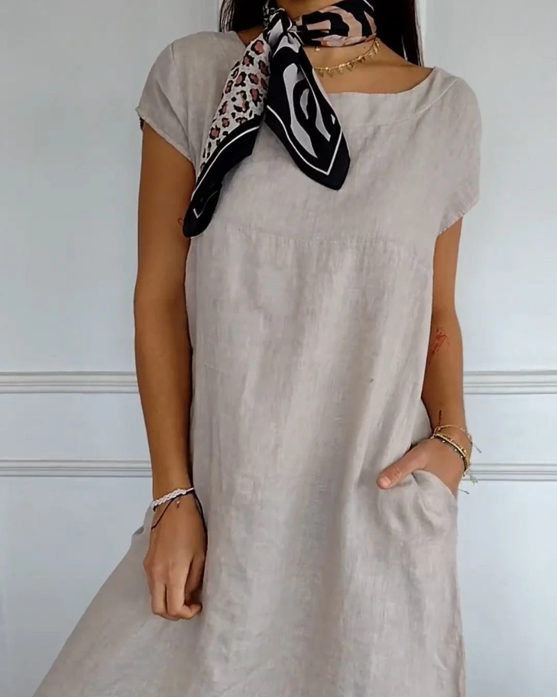 Justina - Luftiges Damen Baumwollkleid - Sommerlich und mit praktischen Taschen