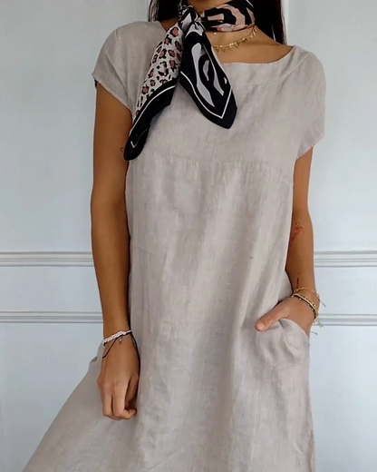 Justina - Luftiges Damen Baumwollkleid - Sommerlich und mit praktischen Taschen