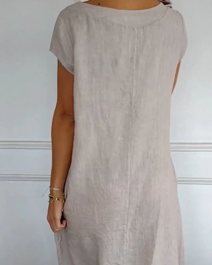 Justina - Luftiges Damen Baumwollkleid - Sommerlich und mit praktischen Taschen