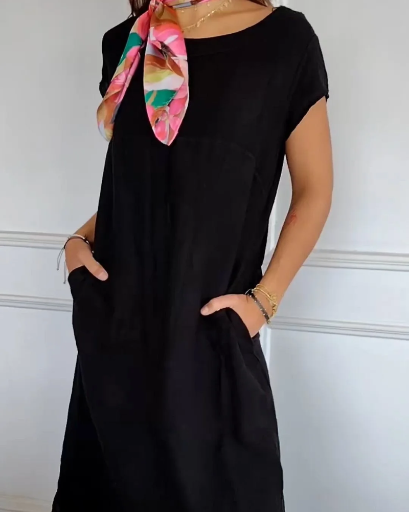 Justina - Luftiges Damen Baumwollkleid - Sommerlich und mit praktischen Taschen