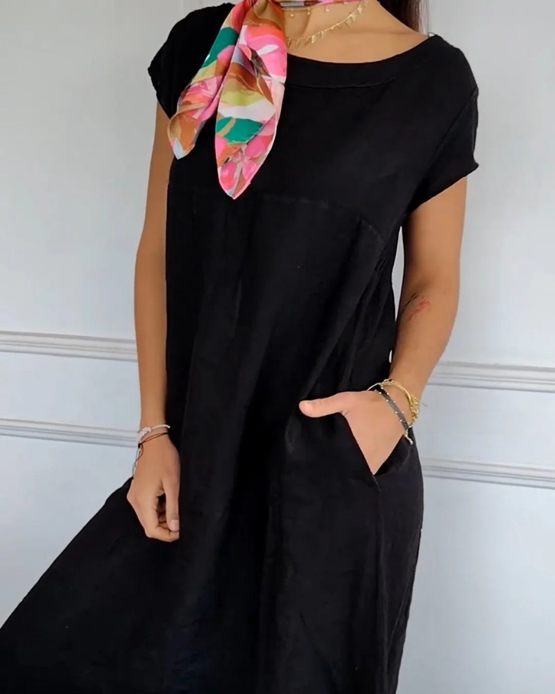 Justina - Luftiges Damen Baumwollkleid - Sommerlich und mit praktischen Taschen