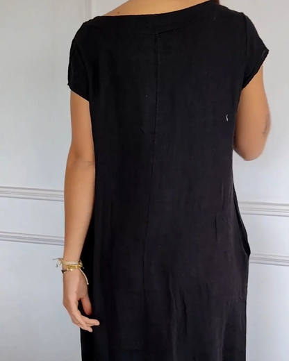 Justina - Luftiges Damen Baumwollkleid - Sommerlich und mit praktischen Taschen