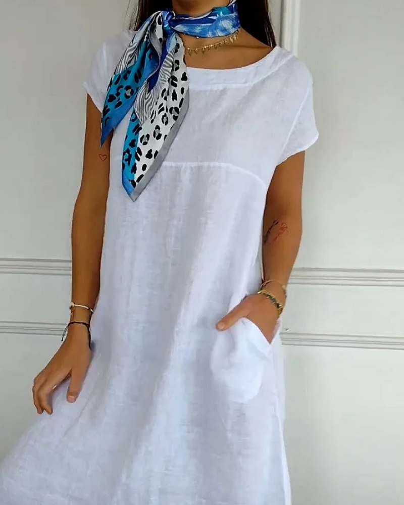 Justina - Luftiges Damen Baumwollkleid - Sommerlich und mit praktischen Taschen