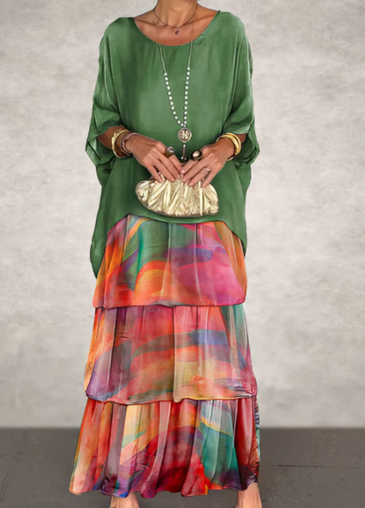 Alba™ | Lockeres Maxikleid mit Rundhalsausschnitt