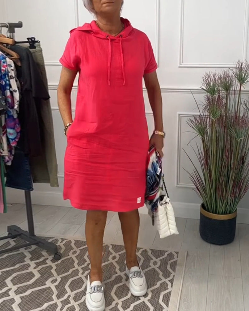 Astrid - Kurzärmliges Freizeitkleid mit Kapuze