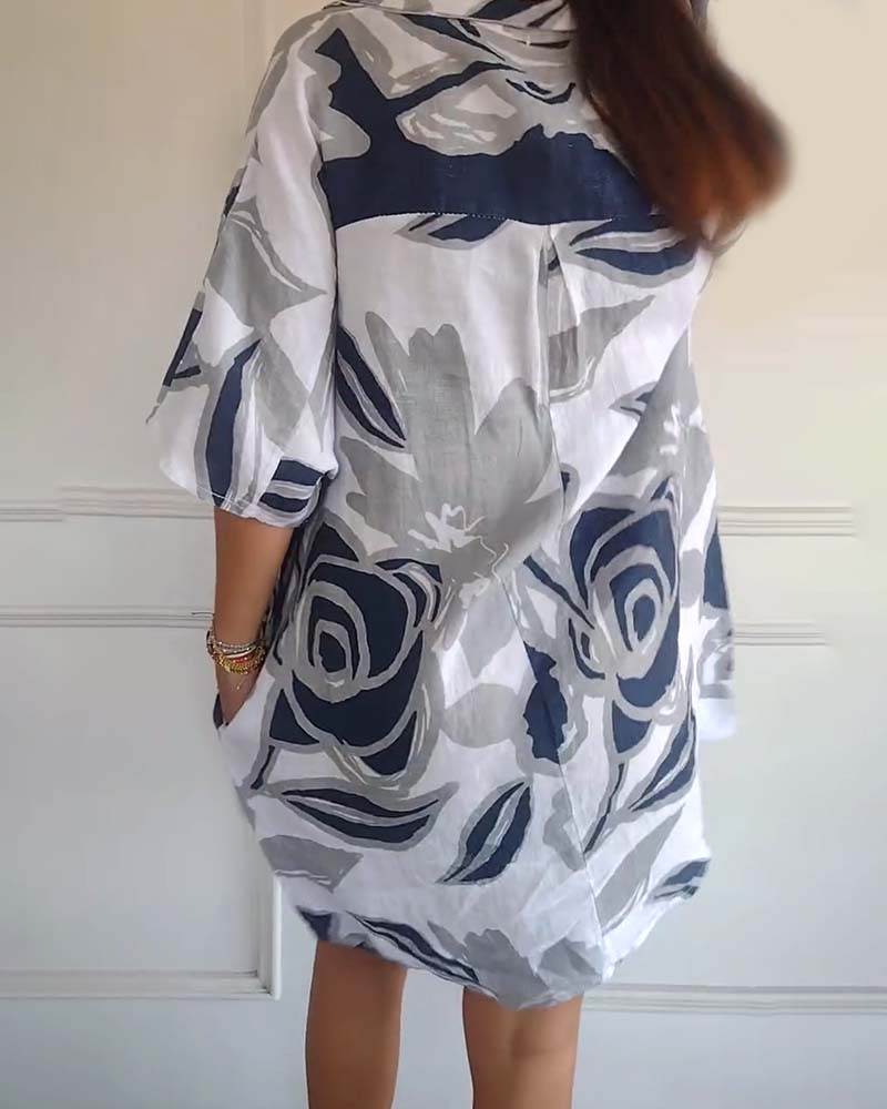 Rita | Geblümtes Kleid mit Reverse-Tasche