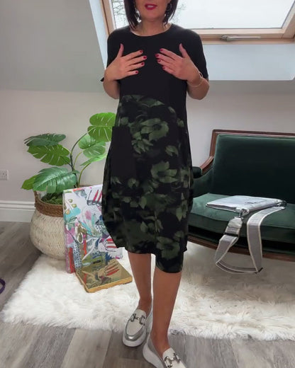 Verena - Lässiges Patchworkkleid mit Blumendruck