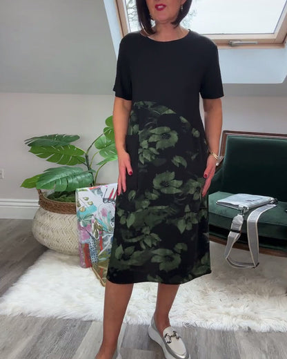 Verena - Lässiges Patchworkkleid mit Blumendruck