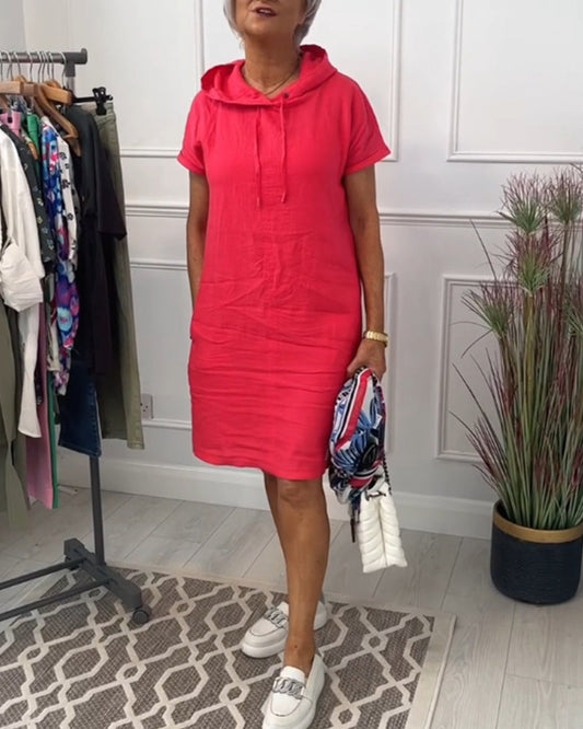 Astrid - Kurzärmliges Freizeitkleid mit Kapuze