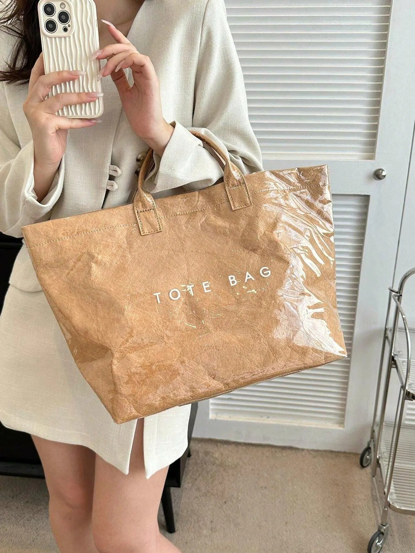 Papier Look Tote Tasche