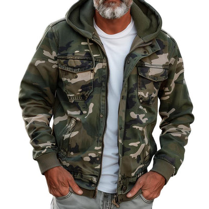 Nino - Herren Camouflage Cargo Jacke - Mit Kapuze und Multi-Taschen Design