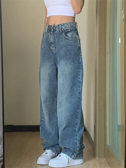 Blaue Basic Boyfriend Jeans mit Verwaschenem Look