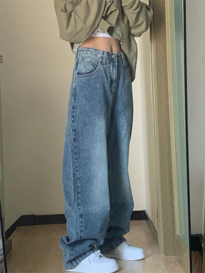 Blaue Basic Boyfriend Jeans mit Verwaschenem Look